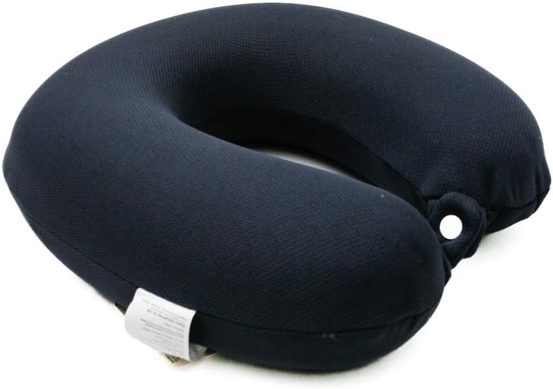 Daiso Memory Foam Neck Pillow - Navy Blue Mesh Cover - Ergonomic U-Shaped Travel Cushion - Image 2